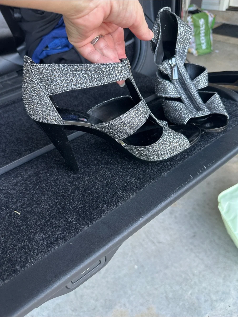 Michael Kors Crystal-Embellished Black Strappy Heels